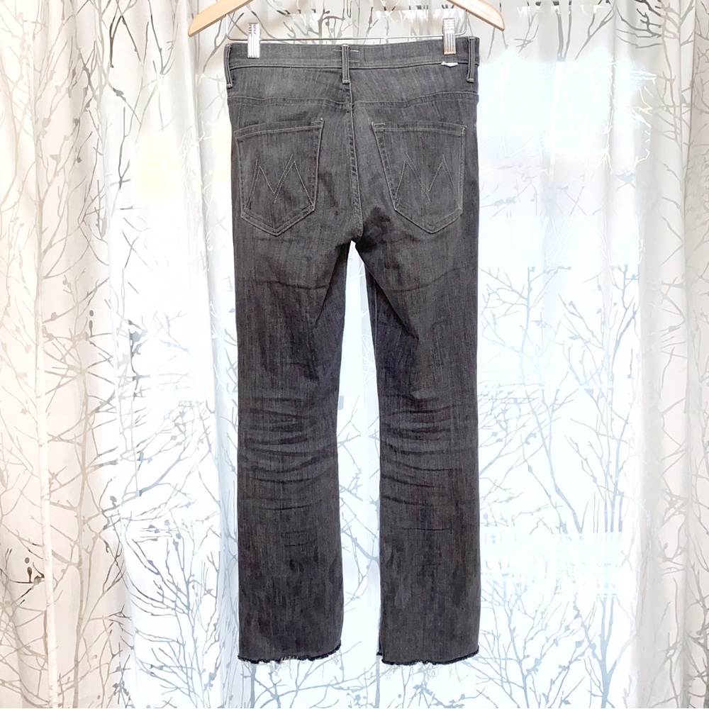 Mother gray black fan the flames insider ankle frey high waisted flare crop jean - Picture 6 of 16